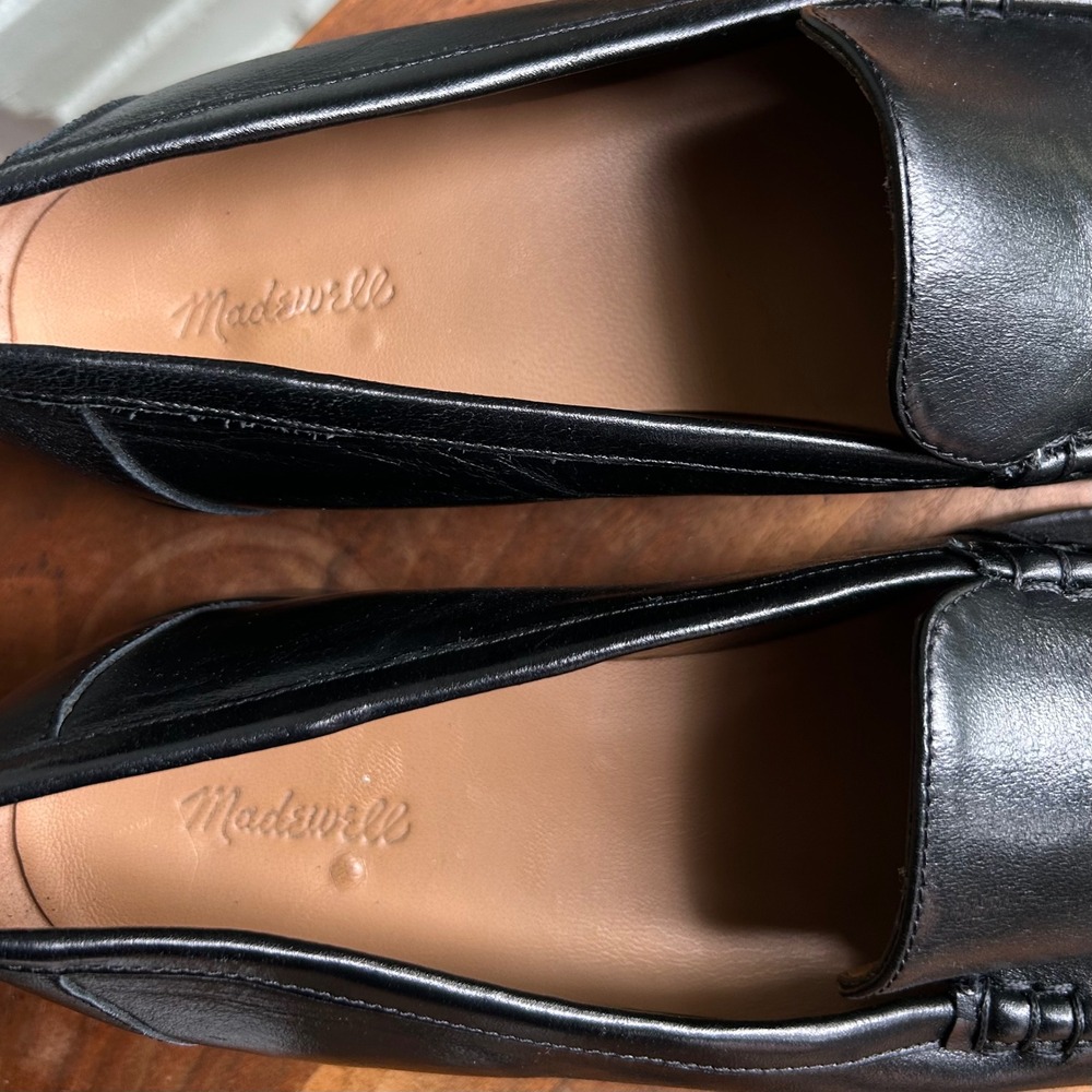 Madewell Bennie Leather Square Toe Loafer True Black 10 Quiet Luxury Old Money - Picture 6 of 7